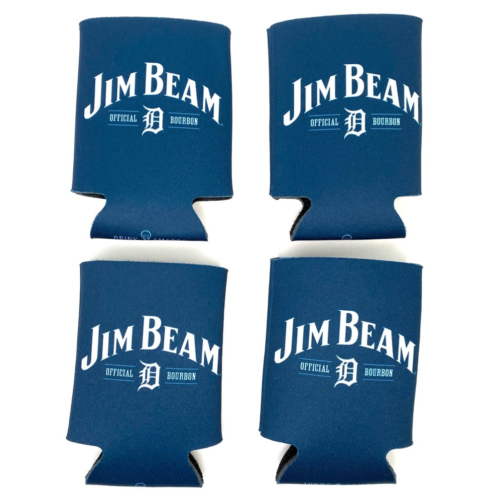 Jim Beam Whiskey Detroit Tigers Can Koozie Holder MLB Beer Can Coozie Set of 4